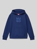 HUGO Hoodie mit Label-Print Dunkelblau