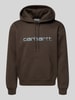 Carhartt Work In Progress Bluza z kapturem, wyhaftowanym logo i kieszenią kangurką Ciemnobrązowy