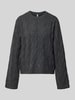 PIECES relaxed fit pullover met ronde hals model 'KATHY' Donkergeel gemêleerd