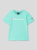 CHAMPION T-shirt met labelprint Lichtturquoise
