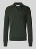 GRAN SASSO Gebreide pullover van scheerwol met platte kraag en V-hals Olijfgroen