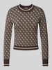 Guess Gebreide pullover met ronde hals, model 'LISE' Chocoladebruin