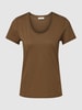 Marc O'Polo T-shirt met geribde ronde hals Middenbruin