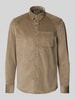 Drykorn Regular fit vrijetijdsoverhemd van corduroy met button-downkraag Beige