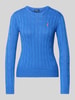 Polo Ralph Lauren Gebreide pullover met kabelpatroon, model 'JULIANNA' Bleu