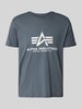 Alpha Industries T-Shirt mit Label-Print Hellblau