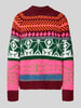 Essentiel Antwerp Loose fit gebreide pullover met meerkleurig motief, model 'IRELANDO' Felroze