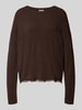Milano Italy sweter z dzianiny o kroju relaxed fit z koronką Ciemnobrązowy