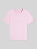 Tommy Hilfiger regular fit T-shirt van puur katoen met logoprint Felroze