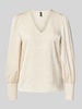 VERO MODA Regular Fit Langarmbluse mit V-Ausschnitt Sand