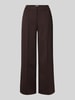 ICHI Wide leg stoffen broek met vaste persplooien, model 'KATE' Donkerbruin