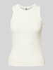 PIECES Slim Fit Tank Top aus Baumwoll-Mix Modell 'RUKA BOXER' Offwhite
