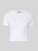 Scotch & Soda Cropped T-shirt met geribde ronde hals Wit