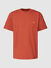 Carhartt Work In Progress T-Shirt mit Label-Stitching Modell 'CHASE' Dunkel Orange