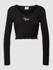 Tommy Jeans Cropped Longsleeve in Ripp-Optik Modell 'BABY' Schwarz