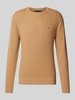 Tommy Hilfiger Slim Fit Strickpullover mit Fischgrät-Struktur Camel