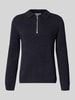 Marc O'Polo Denim Relaxed Fit Strickpullover im Polo-Stil aus Baumwoll-Mix Marine