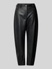 MM Spodnie z imitacji skóry o kroju tapered fit z ozdobnymi szwami Czarny