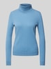 Christian Berg Woman Rollkragenpullover mit gerippten Abschlüssen Rauchblau