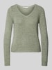 Only Regular Fit Strickpullover mit V-Ausschnitt Modell 'GEENA' Schilf