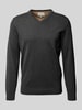 Tom Tailor Regular Fit Strickpullover aus reiner Baumwolle mit V-Ausschnitt Anthrazit