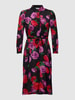 KAFFE Curve PLUS SIZE blousejurk met all-over motief, model 'Florisa' Zwart