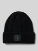 CK Calvin Klein Beanie in Bouclé-Optik mit Label-Patch Black