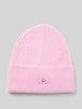 Jake*s Casual Beanie mit Motiv-Patch und Woll-Anteil Rose