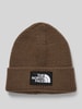 The North Face Beanie in gebreide look met logopatch, model 'Box' Middenbruin