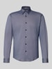 BOSS Slim fit zakelijk overhemd met structuur, model 'P-ROAN' Marineblauw
