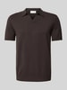 SELECTED HOMME Slim fit poloshirt met V-hals, model 'TELLER' Chocoladebruin