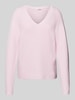 s.Oliver RED LABEL Comfort Fit Strickpullover aus Baumwoll-Mix mit V-Ausschnitt Rosa