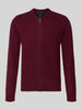 MCNEAL Regular Fit Strickjacke aus reiner Wolle mit Logo-Stickerei Dunkelrot Melange