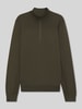 BOSS Green Regular Fit Pullover mit Schurwoll-Anteil Modell 'KN_Momentum-X QZ' Dunkelgruen
