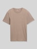 Tom Tailor Regular Fit T-Shirt aus reiner Baumwolle mit Logo-Stitching Taupe