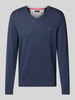 Christian Berg Men Strickpullover mit Label-Stitching Metallic Blue Melange