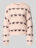 Vero Moda Regular Fit Strickpullover mit Lochstrickmuster Modell 'IDELLE' Rosa