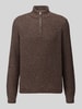 ONLY & SONS Regular fit schipperstrui met korte ritssluiting model 'JOIN' Middenbruin