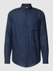 Christian Berg Men Regular fit linnen overhemd met button-downkraag Donkerblauw