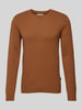 Blend Gebreide pullover met structuurmotief Cognac