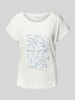 s.Oliver RED LABEL Relaxed Fit T-Shirt aus Baumwoll-Viskose-Mix mit Artwork Print Weiss