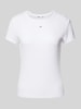 Tommy Jeans Slim Fit T-Shirt mit Label-Stitching Weiss