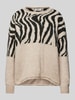 Only Relaxed fit gebreide pullover met rolzoom en extra brede schouders, modell 'JADE' Beige gemêleerd