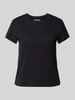 Review Loose Fit T-Shirt mit geripptem Rundhalsausschnitt Black