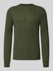 MCNEAL Regular fit gebreide pullover van pure wol Donkergroen gemêleerd