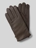Roeckl Vingerhandschoenen met labelapplicatie, model 'Boston' Donkerbruin
