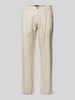 Marc O'Polo Tapered Leinenhose mit Bundfalte Modell 'OSBY JOGGER' Beige