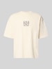 REVIEW T-shirt z Wyhaftowane logo i Okrągły dekolt Écru