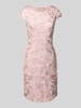 Christian Berg Cocktail Knielanges Cocktailkleid mit Allover-Stitchings Rose Melange
