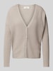 Fynch-Hatton Strickjacke aus reinem Kaschmir mit V-Ausschnitt Beige Melange